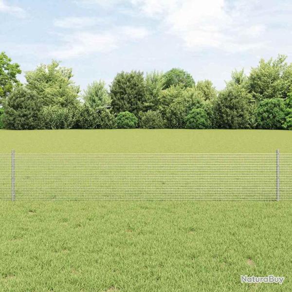 Cl�ture en fil soud� avec poteaux 25 x 0,4 m Acier galvanis�