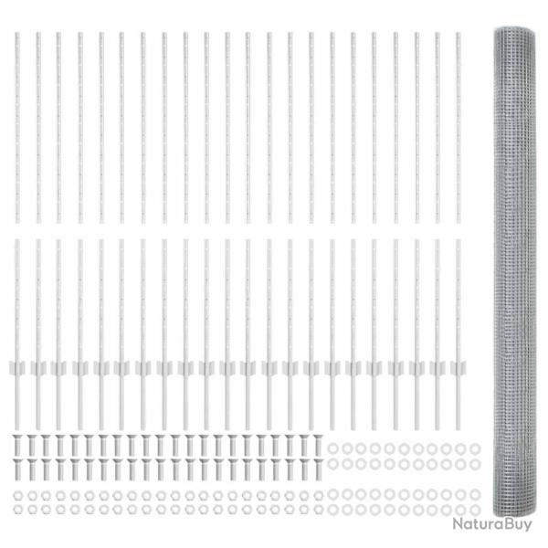 Cl�ture en fil soud� avec poteaux 50 x 1,4 m Acier galvanis�