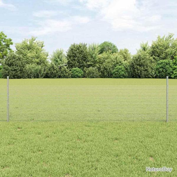 Cl�ture en fil soud� avec poteaux 100 x 0,5 m Acier galvanis�