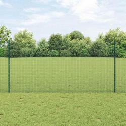 Cl&ocirc;ture en fil soud&eacute; avec poteaux 25 x 1,2 m Vert Maille