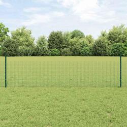 Cl&ocirc;ture en fil soud&eacute; avec poteaux 100 x 0,5 m Vert Maille