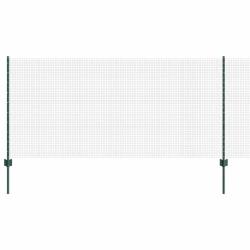 Cl&ocirc;ture en fil soud&eacute; avec poteaux 100 x 1 m Vert Maille