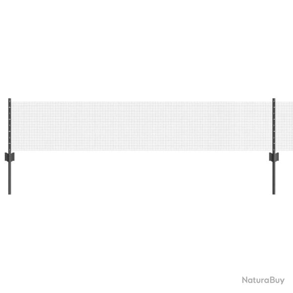 Cl�ture en fil soud� avec poteaux 10 x 0,4 m Gris Maille