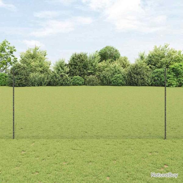 Cl�ture en fil soud� avec poteaux 10 x 1,4 m Gris Maille