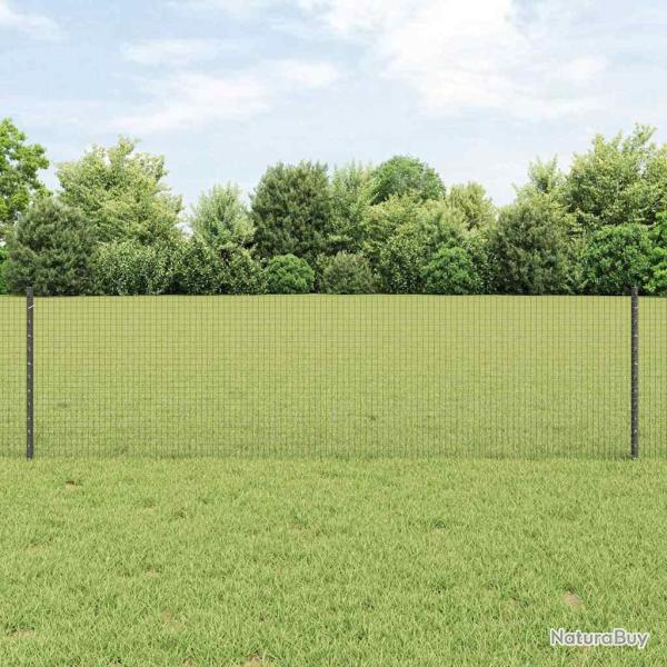 Cl�ture en fil soud� avec poteaux 25 x 0,6 m Gris Maille