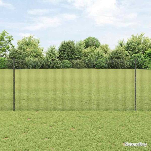 Cl�ture en fil soud� avec poteaux 25 x 1 m Acier galvanis� Gris