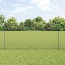 Cl&ocirc;ture en fil soud&eacute; avec poteaux 25 x 1,5 m Gris Maille