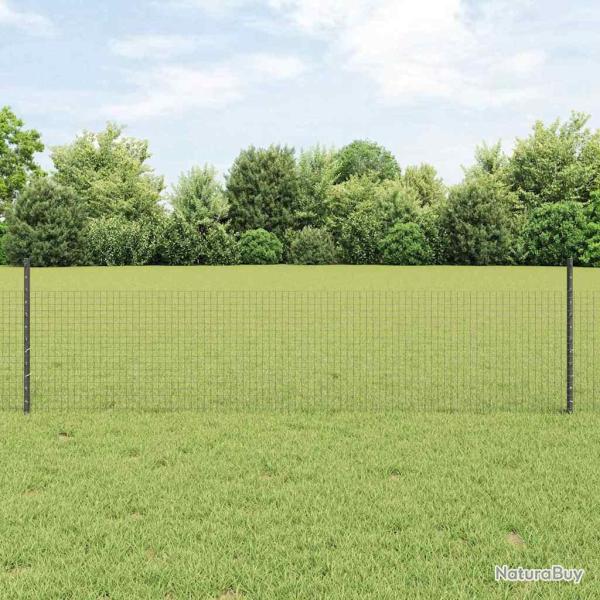 Cl�ture en fil soud� avec poteaux 50 x 0,5 m Gris Maille