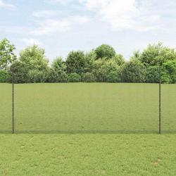 Cl&ocirc;ture en fil soud&eacute; avec poteaux 50 x 1,4 m Gris Maille