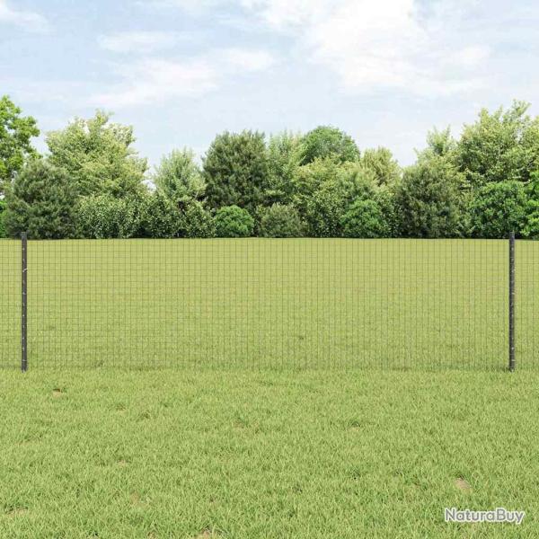 Cl�ture en fil soud� avec poteaux 100 x 0,6 m Gris Maille