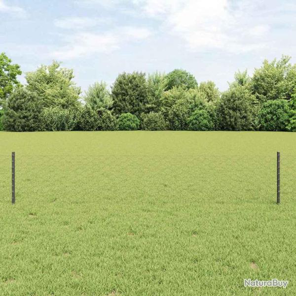Cl�ture hexagonale avec poteau 10 x 0,4 m Gris Maille