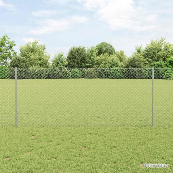Cl�ture hexagonale avec poteau 25 x 1 m Acier galvanis� Argent�