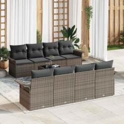 Ensemble de canap&eacute; de 9 pcs Gris Poly rotin