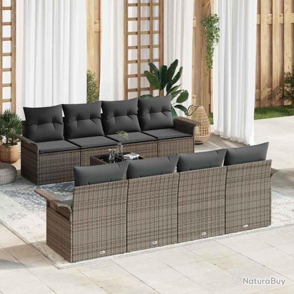 Ensemble de canap� de 9 pcs Gris Poly rotin