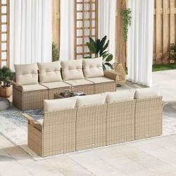Ensemble de canap&eacute; de 9 pcs Beige Poly rotin