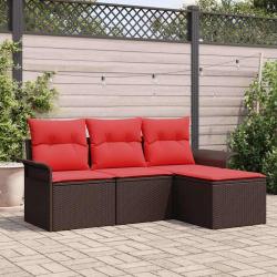 Ensemble de canap&eacute; de 4 pcs Marron polyrotin