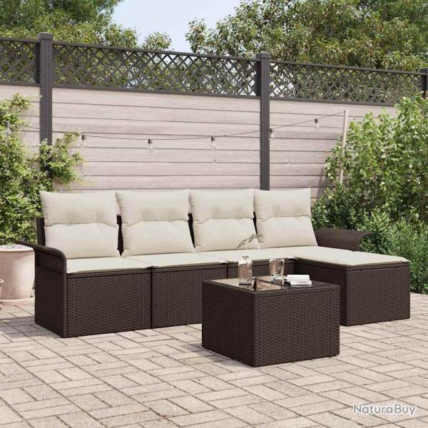 Canap� d'ext�rieur avec coussin 6 pcs Marron polyrotin