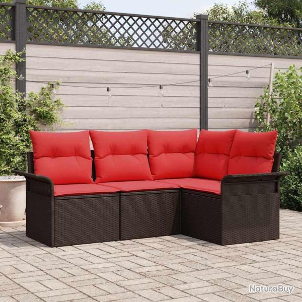 Ensemble de canap� de avec coussin Marron polyrotin