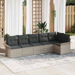 Ensemble de canap&eacute; de 6 pcs Gris clair polyrotin