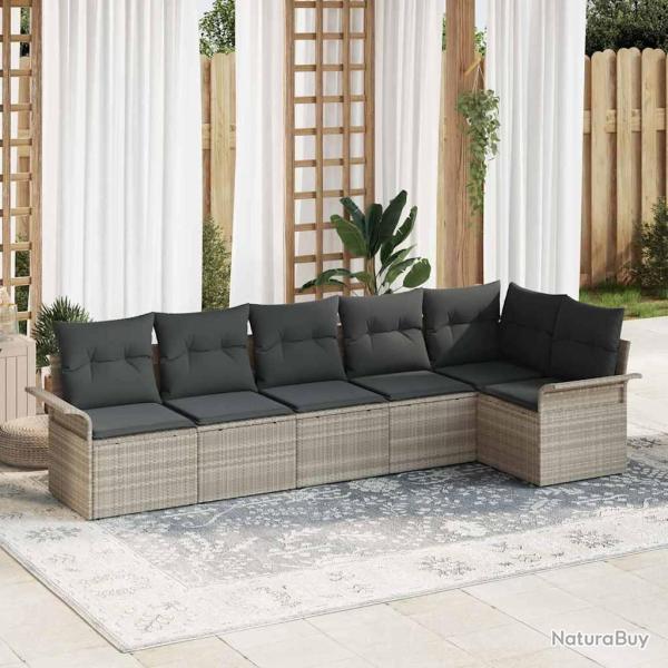 Ensemble de canap� de 6 pcs Gris clair polyrotin