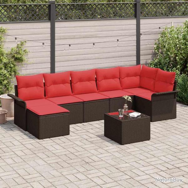 Ensemble de canap� de 8 pcs Marron Poly rotin