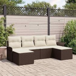 Ensemble de canap&eacute; de 6 pcs Marron Poly rotin