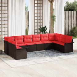 Ensemble de canap&eacute; de 10 pcs Marron polyrotin