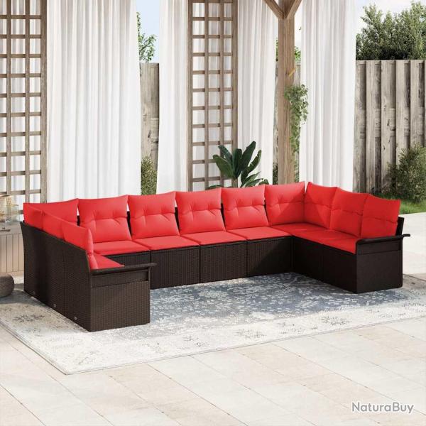 Ensemble de canap� de 10 pcs Marron polyrotin
