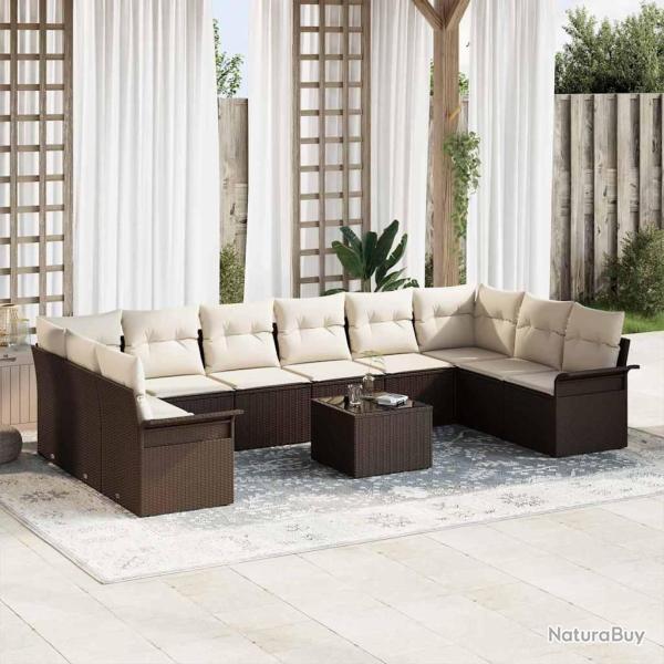 Ensemble de canap� de 11 pcs Marron Poly rotin