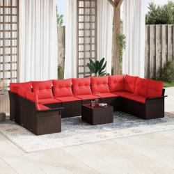 Ensemble de canap&eacute; de 11 pcs Marron polyrotin
