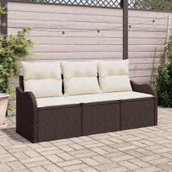 Ensemble de canap&eacute; de 3 pcs Marron polyrotin