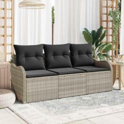 Ensemble de canap&eacute; de 3 pcs Gris clair polyrotin
