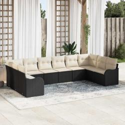 Ensemble de canap&eacute; de Noir 344 x 177,5 x 85 cm polyrotin