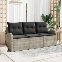 Ensemble de canap&eacute; de 3 pcs Gris clair Poly rotin
