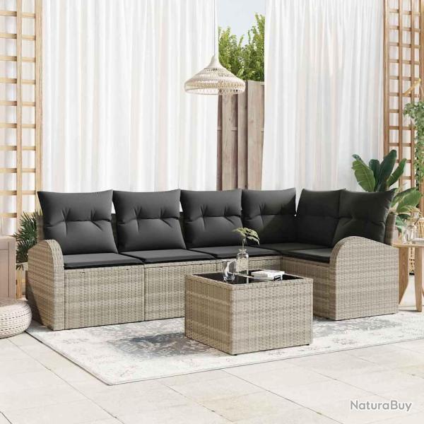 Ensemble de Canap�s avec coussin 6 pcs Gris clair Polyester