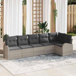 Ensemble de canap&eacute; de 6 pcs Gris clair Poly rotin