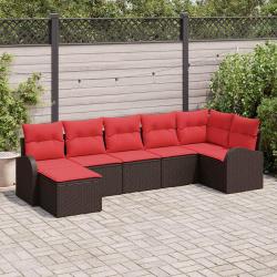 Ensemble de canap&eacute; de 7 pcs Marron Poly rotin