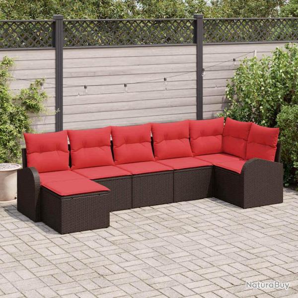 Ensemble de canap� de 7 pcs Marron Poly rotin