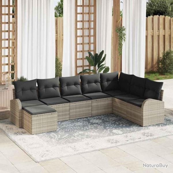 Ensemble de canap� de 8 pcs Gris clair Poly rotin