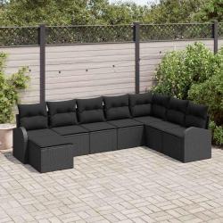 Ensemble de canap&eacute; de 8 pcs Noir Poly Rattan