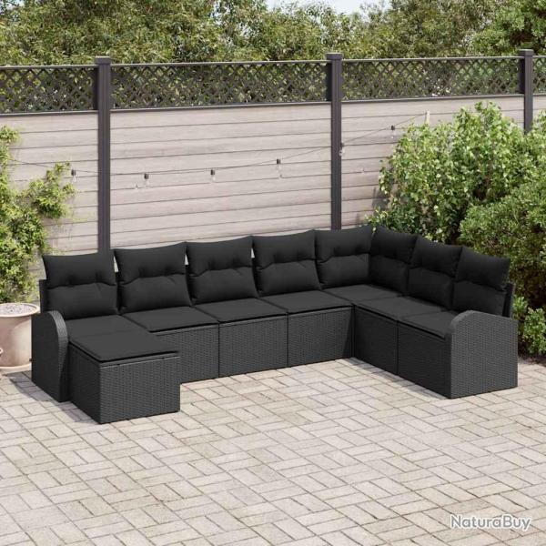 Ensemble de canap� de 8 pcs Noir Poly Rattan