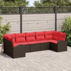 Ensemble de canap&eacute; de 7 pcs Marron Poly Rattan