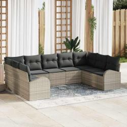 Ensemble de Canap&eacute;s avec coussin Gris clair Poly Rattan