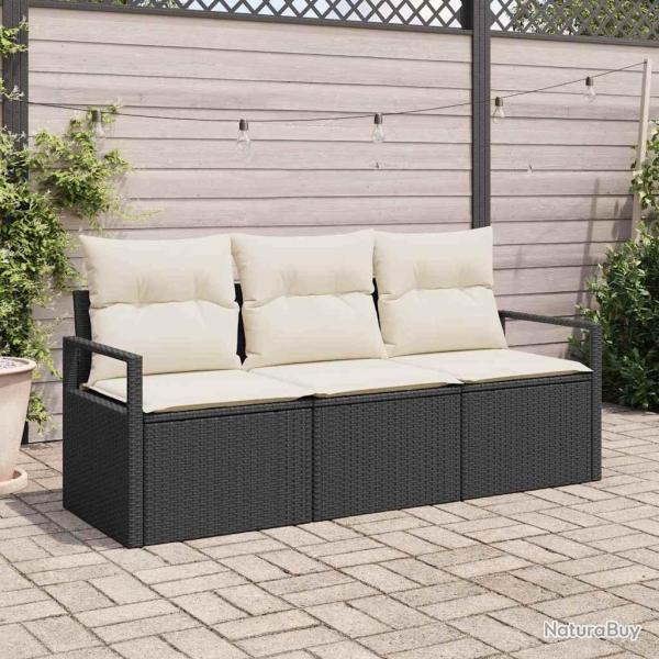 Ensemble de Canap�s 3 pcs Noir polyrotin