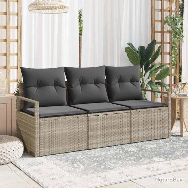 Ensemble de Canap�s 3 pcs Gris clair polyrotin