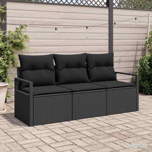 Ensemble de Canap�s 3 pcs Noir polyrotin