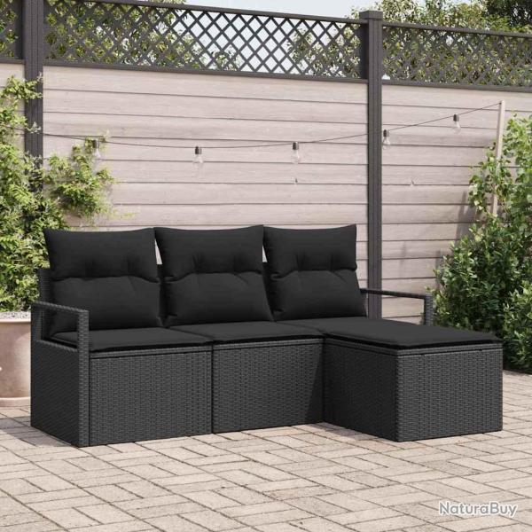 Ensemble de Canap�s 4 pcs Noir polyrotin