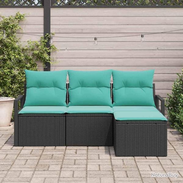 Ensemble de Canap�s 4 pcs Noir polyrotin