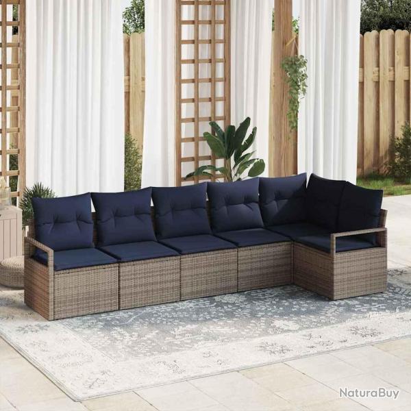 Ensemble de Canap�s 6 pcs Gris polyrotin