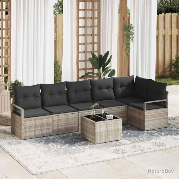 Ensemble de Canap�s 7 pcs Gris clair polyrotin